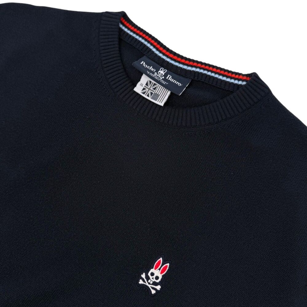 Psycho Bunny Men's Pima Cotton Crewneck Sweater Navy Blue XL
